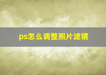 ps怎么调整照片滤镜