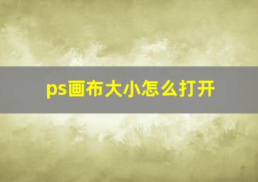 ps画布大小怎么打开