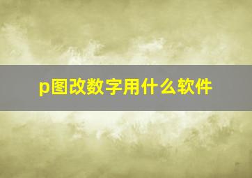 p图改数字用什么软件