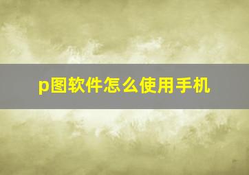 p图软件怎么使用手机