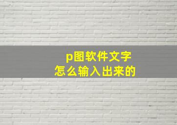 p图软件文字怎么输入出来的