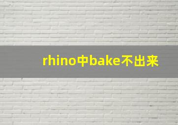 rhino中bake不出来