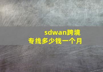 sdwan跨境专线多少钱一个月