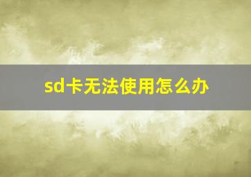 sd卡无法使用怎么办