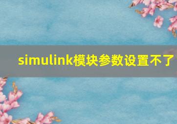 simulink模块参数设置不了