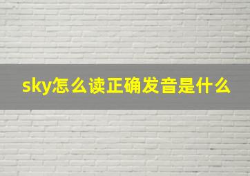 sky怎么读正确发音是什么