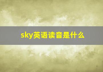 sky英语读音是什么