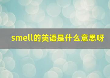 smell的英语是什么意思呀