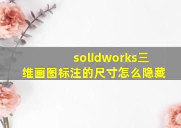 solidworks三维画图标注的尺寸怎么隐藏