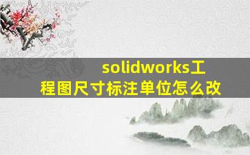 solidworks工程图尺寸标注单位怎么改