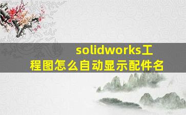 solidworks工程图怎么自动显示配件名