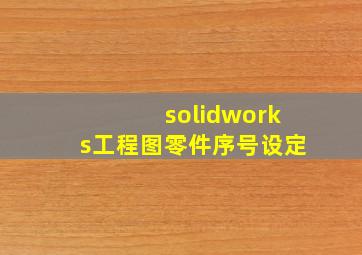 solidworks工程图零件序号设定