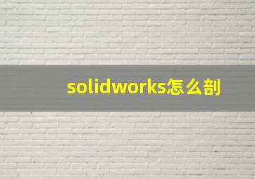 solidworks怎么剖