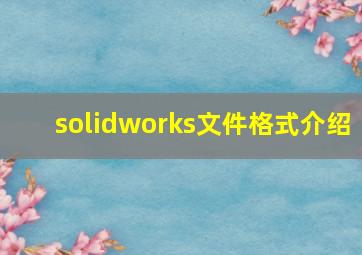 solidworks文件格式介绍