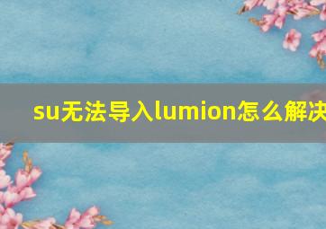 su无法导入lumion怎么解决