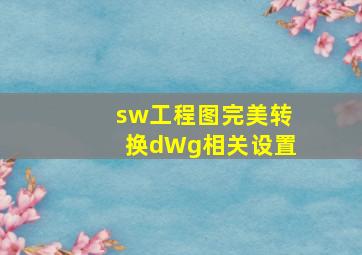 sw工程图完美转换dWg相关设置