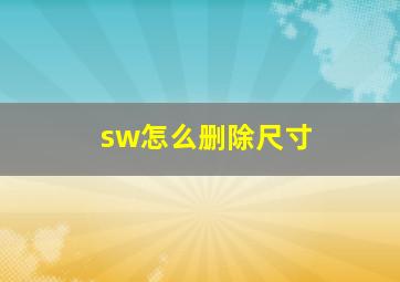 sw怎么删除尺寸