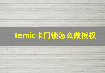 temic卡门锁怎么做授权