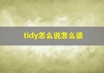 tidy怎么说怎么读