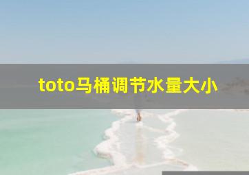 toto马桶调节水量大小