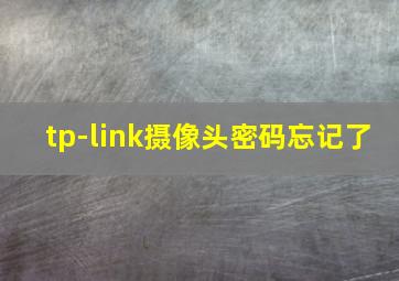 tp-link摄像头密码忘记了