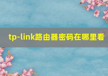 tp-link路由器密码在哪里看