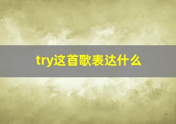 try这首歌表达什么