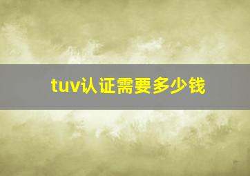 tuv认证需要多少钱