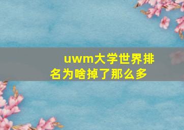 uwm大学世界排名为啥掉了那么多