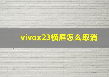 vivox23横屏怎么取消