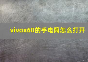 vivox60的手电筒怎么打开