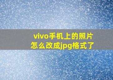 vivo手机上的照片怎么改成jpg格式了