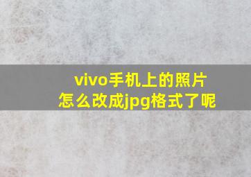 vivo手机上的照片怎么改成jpg格式了呢