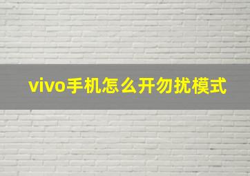 vivo手机怎么开勿扰模式