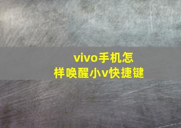 vivo手机怎样唤醒小v快捷键