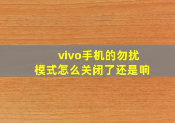 vivo手机的勿扰模式怎么关闭了还是响