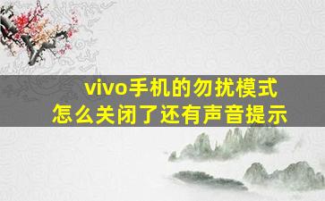 vivo手机的勿扰模式怎么关闭了还有声音提示