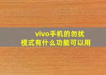 vivo手机的勿扰模式有什么功能可以用