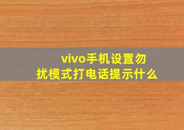 vivo手机设置勿扰模式打电话提示什么