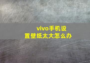 vivo手机设置壁纸太大怎么办