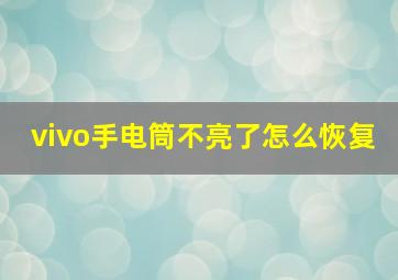 vivo手电筒不亮了怎么恢复