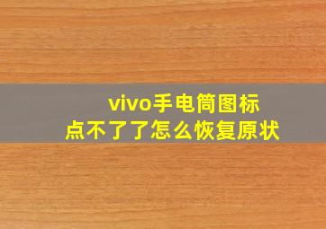 vivo手电筒图标点不了了怎么恢复原状