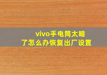 vivo手电筒太暗了怎么办恢复出厂设置