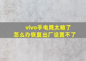 vivo手电筒太暗了怎么办恢复出厂设置不了