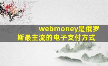 webmoney是俄罗斯最主流的电子支付方式