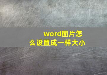 word图片怎么设置成一样大小