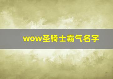 wow圣骑士霸气名字