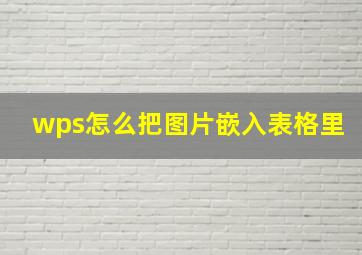 wps怎么把图片嵌入表格里