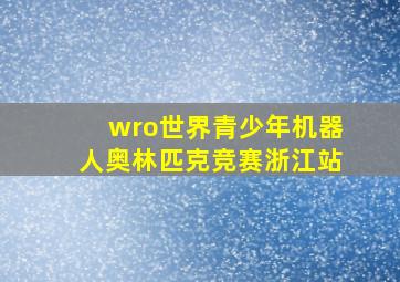 wro世界青少年机器人奥林匹克竞赛浙江站