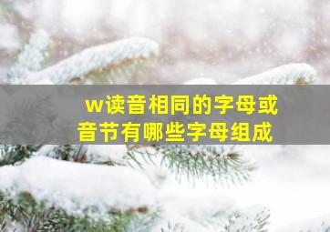 w读音相同的字母或音节有哪些字母组成